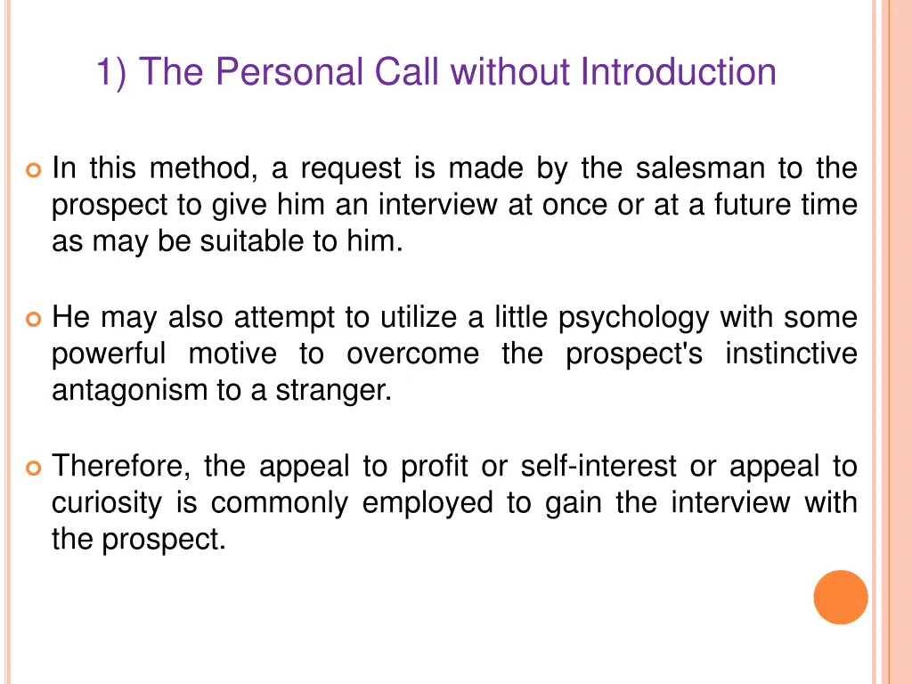 1 the personal call without introduction