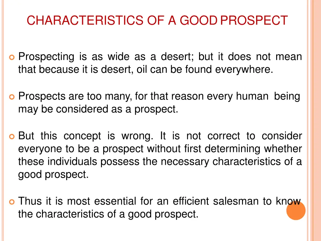 characteristics of a goodprospect