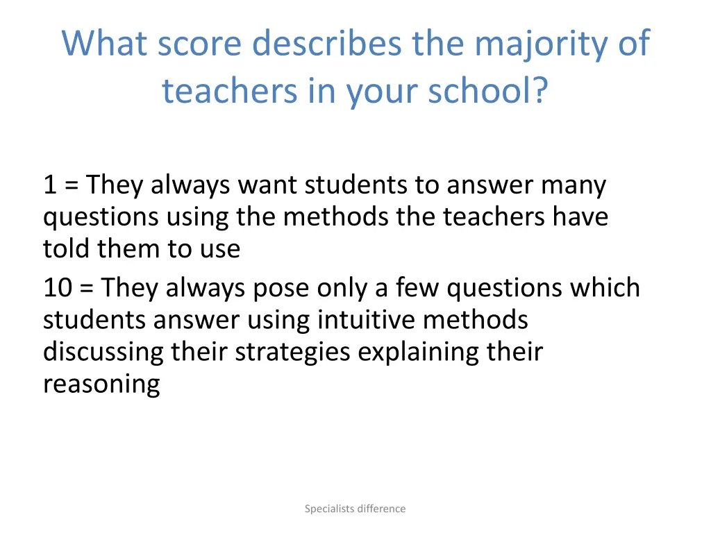 what score describes the majority of teachers