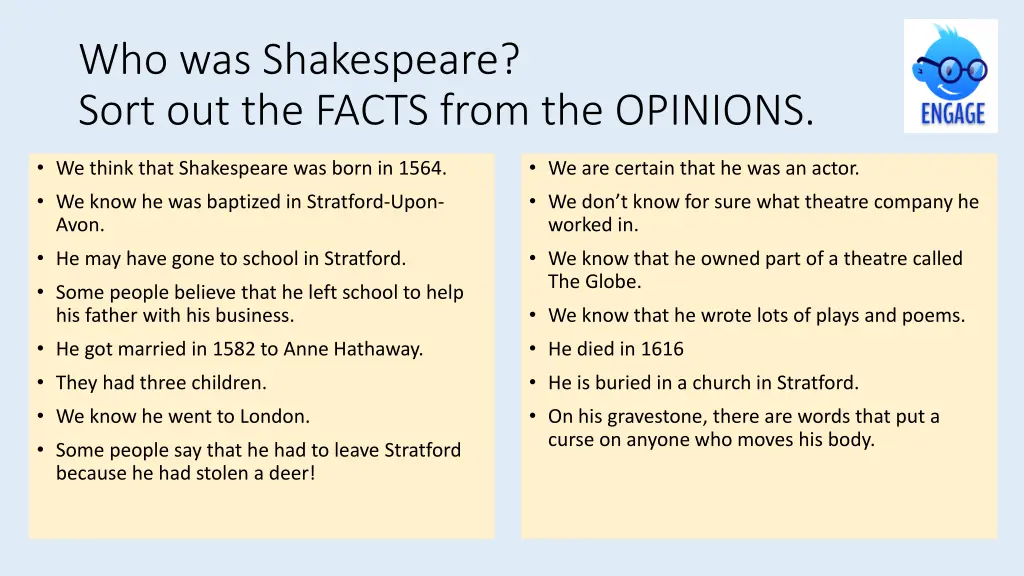 who was shakespeare sort out the facts from