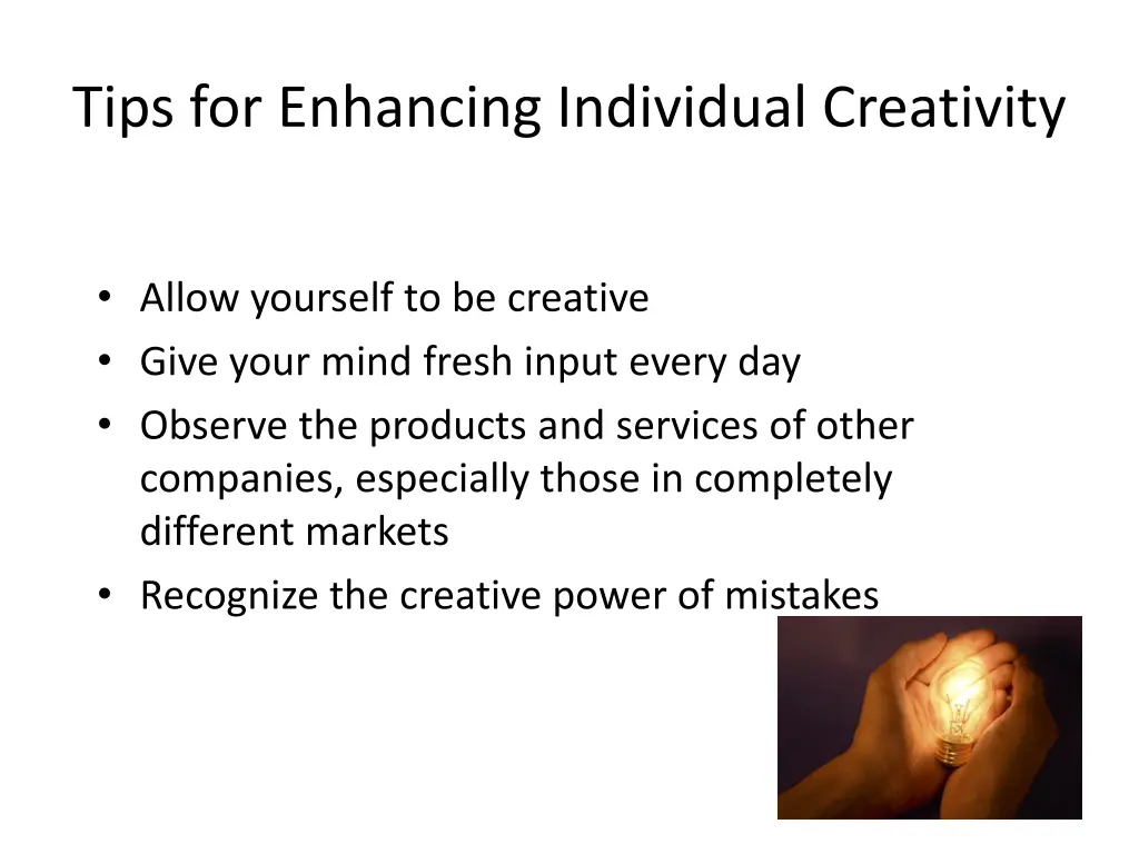 tips for enhancing individual creativity