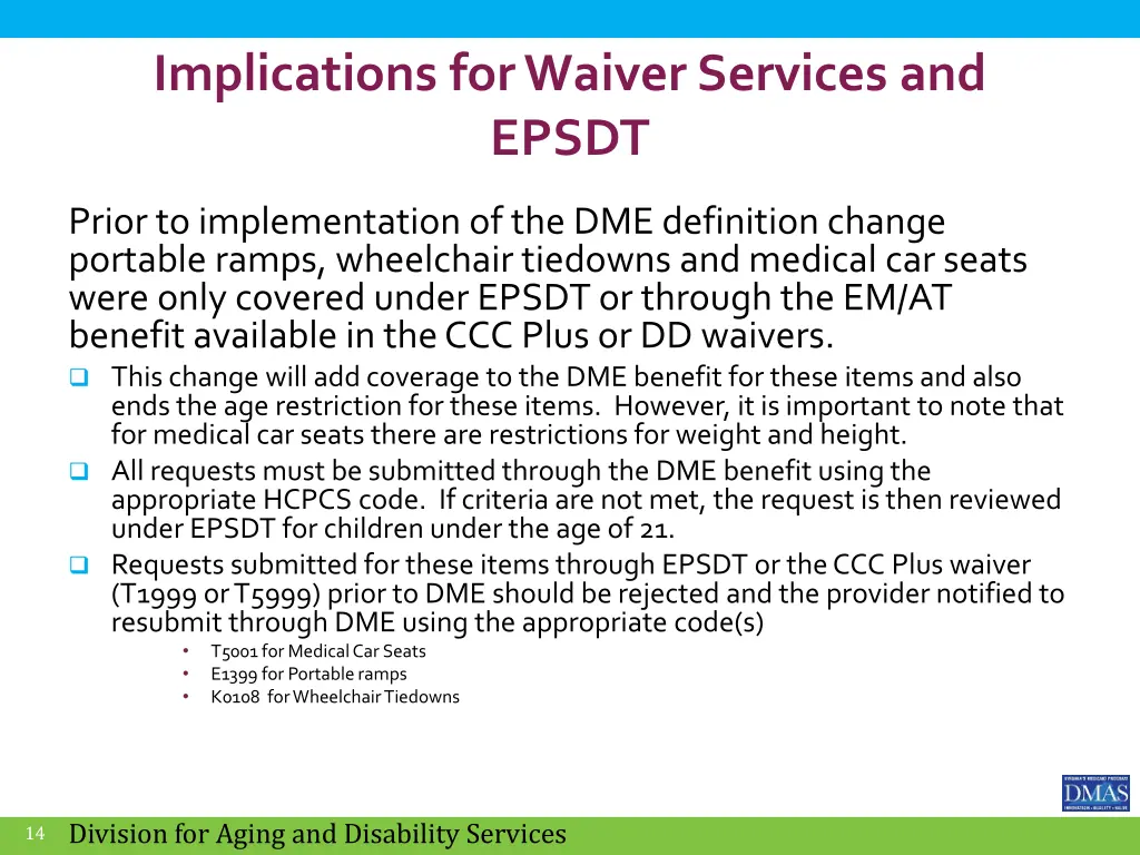 implications for waiver services and epsdt