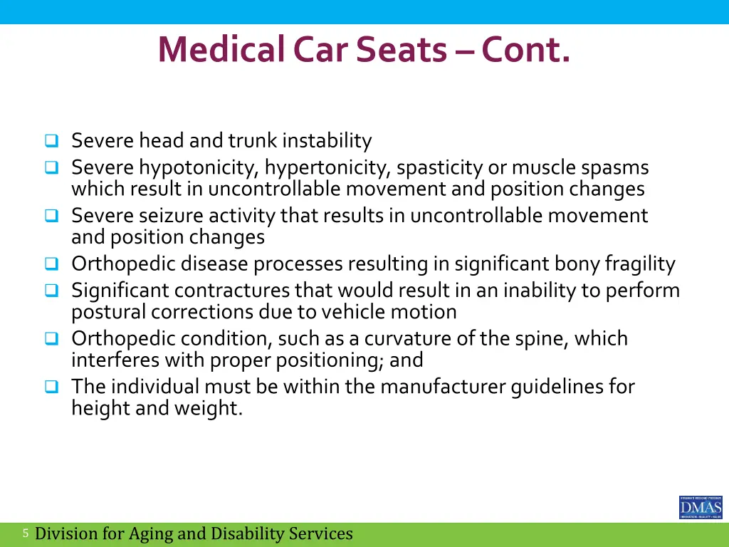 medical car seats cont