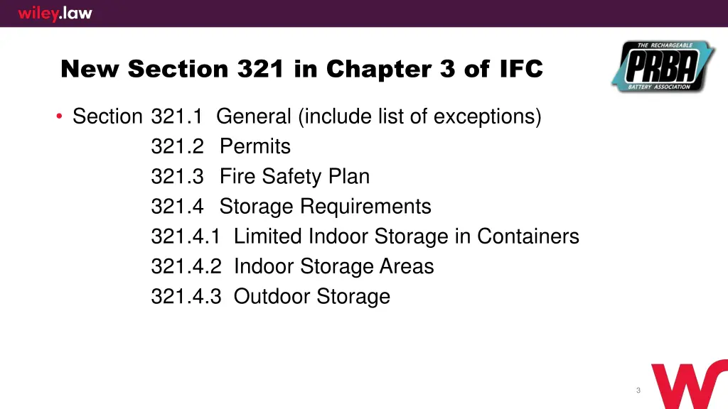 new section 321 in chapter 3 of ifc