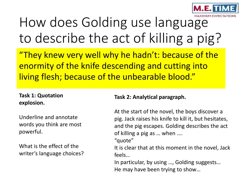 how does golding use language to describe