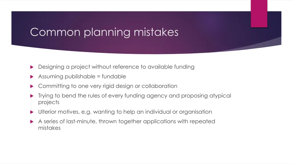 common planning mistakes