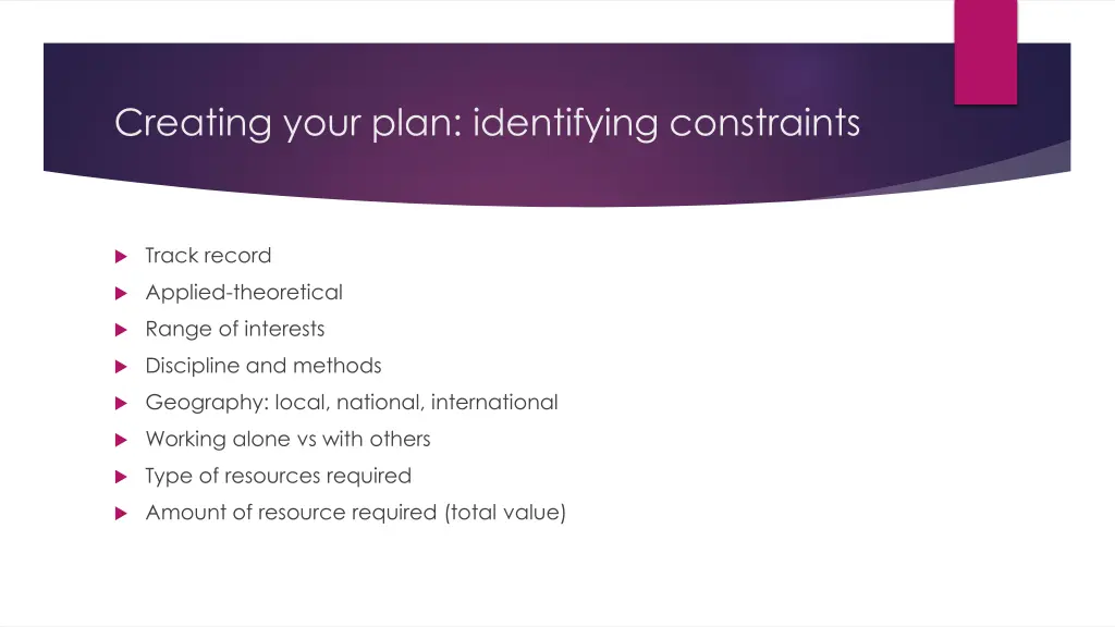 creating your plan identifying constraints