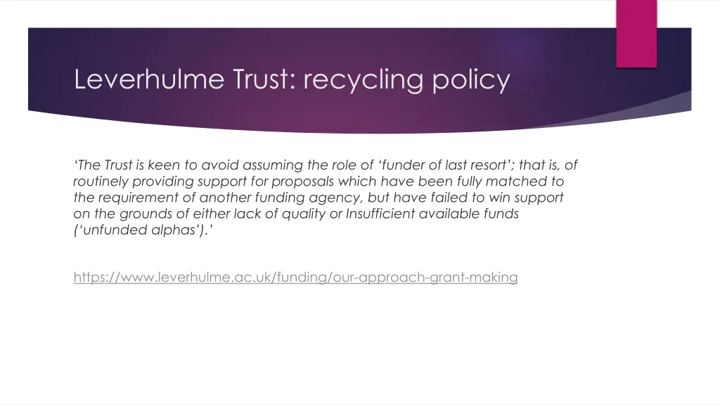 leverhulme trust recycling policy