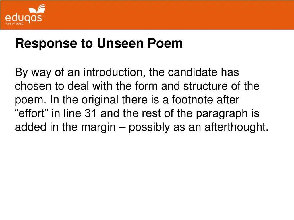 response to unseen poem