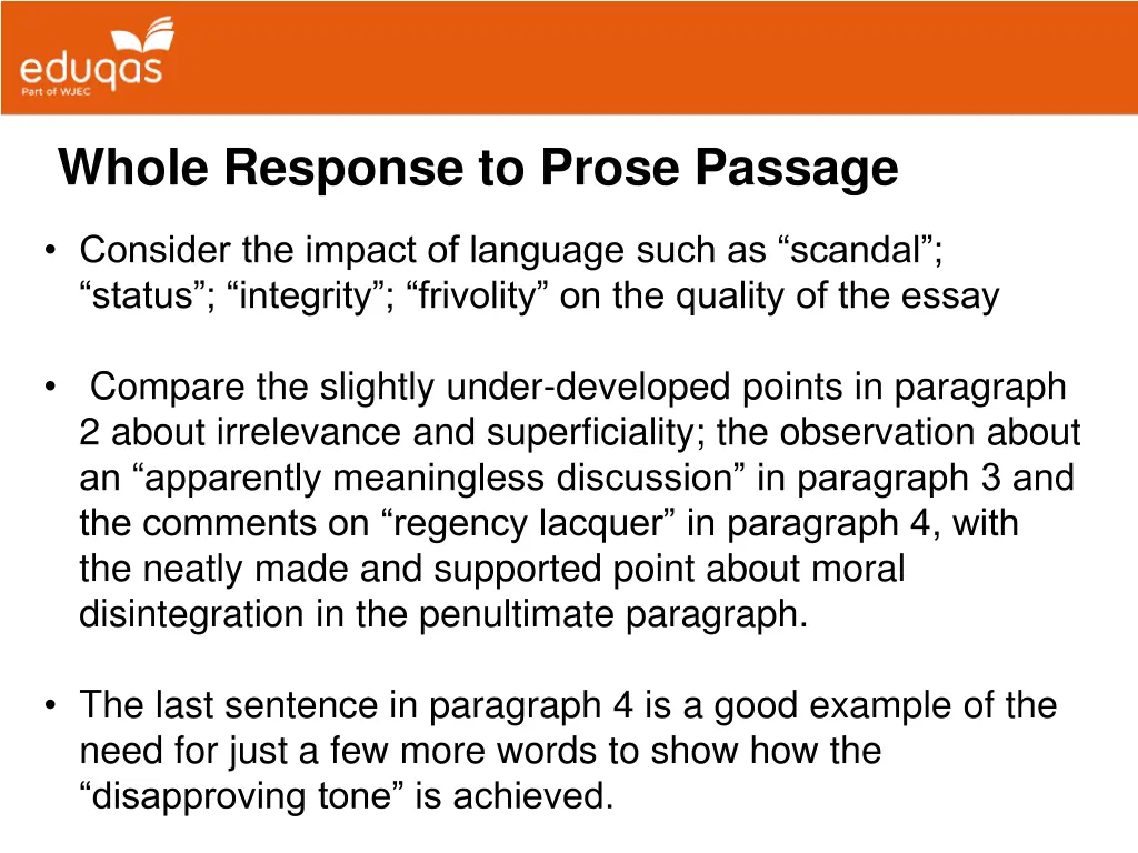 whole response to prose passage