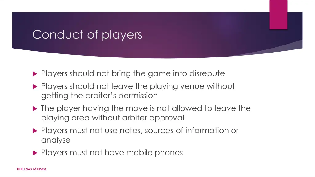 conduct of players