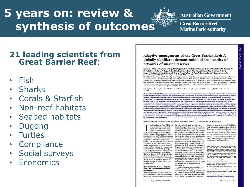 5 years on review synthesis of outcomes