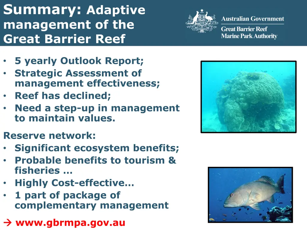 summary adaptive management of the great barrier