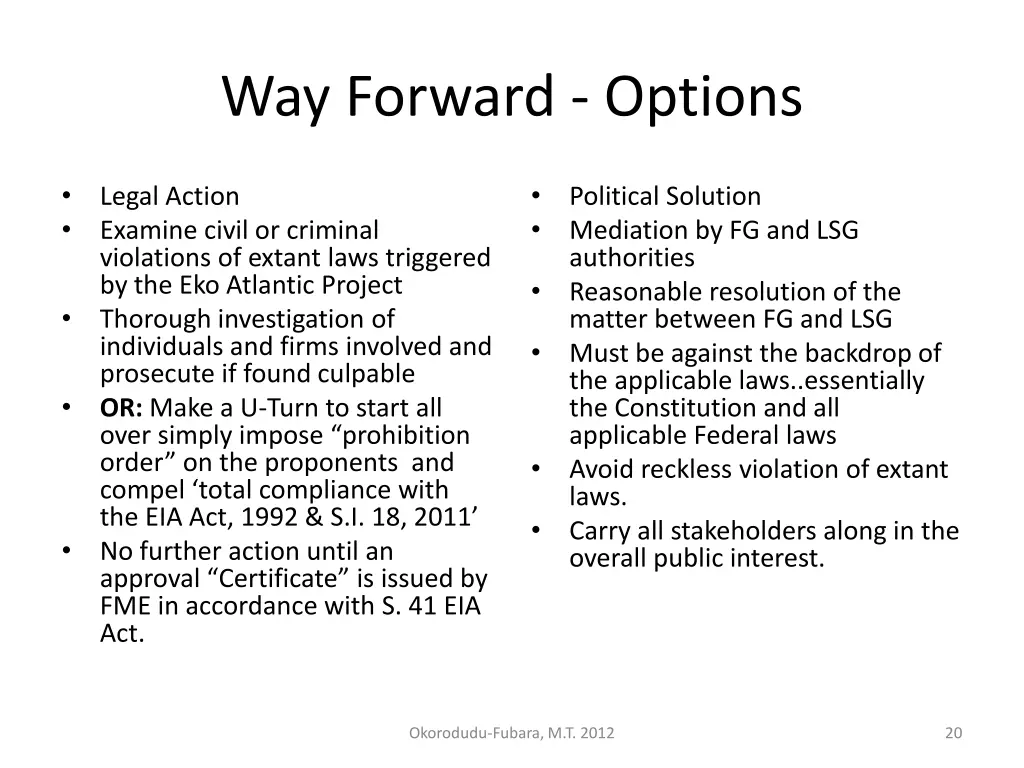 way forward options