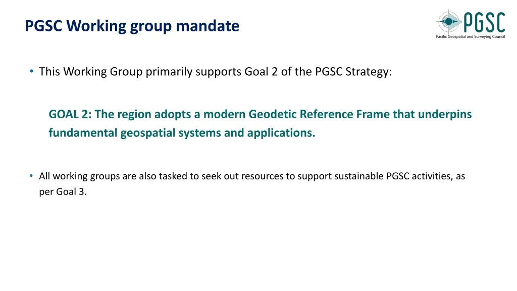 pgsc working group mandate