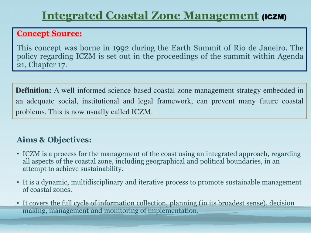 integrated coastal zone management iczm