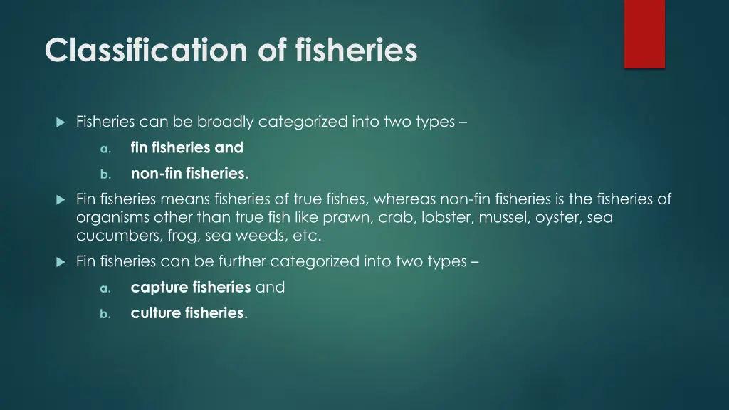 classification of fisheries