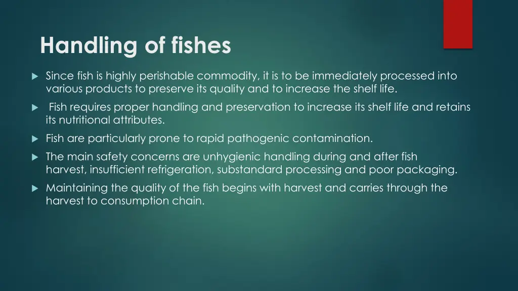 handling of fishes