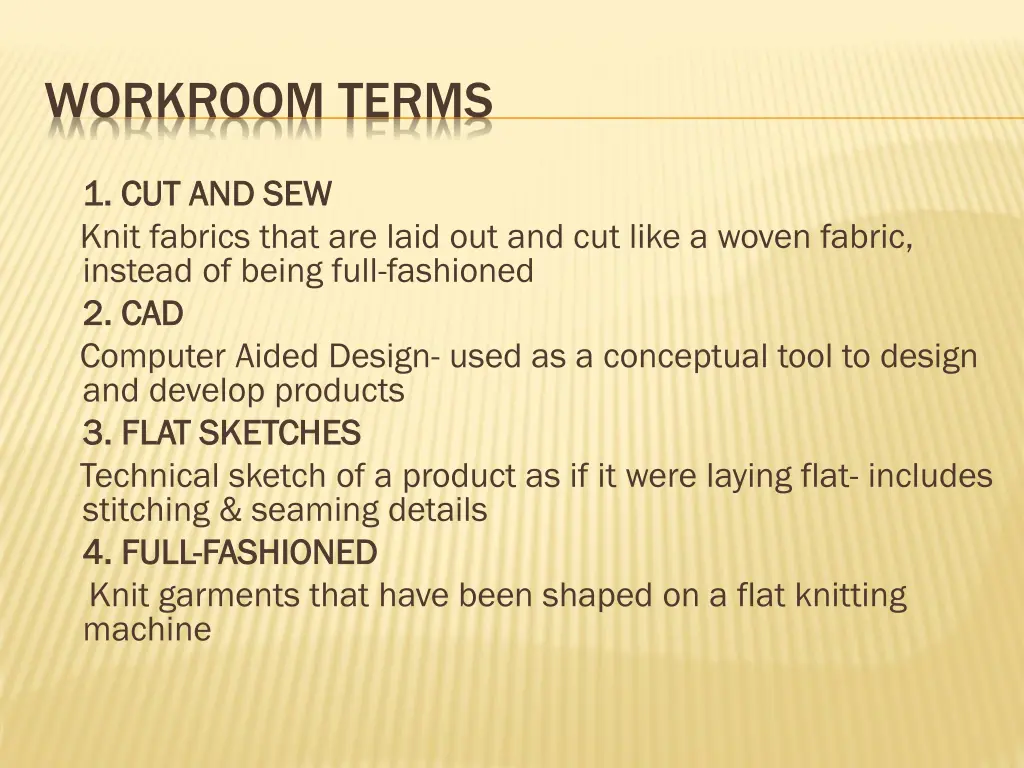 workroom terms