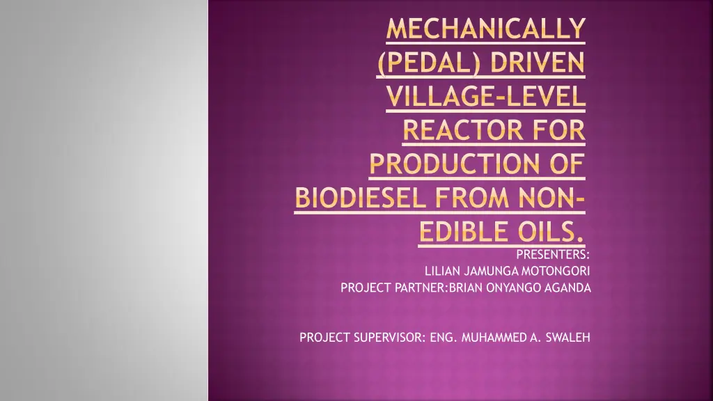 mechanically pedal driven village level reactor