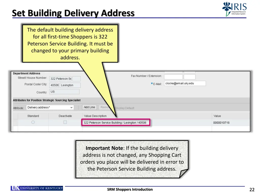 set building delivery address 1