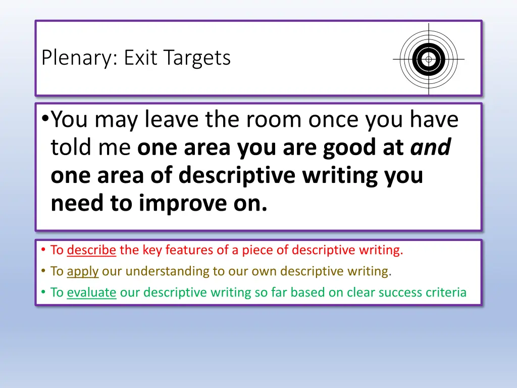 plenary exit targets