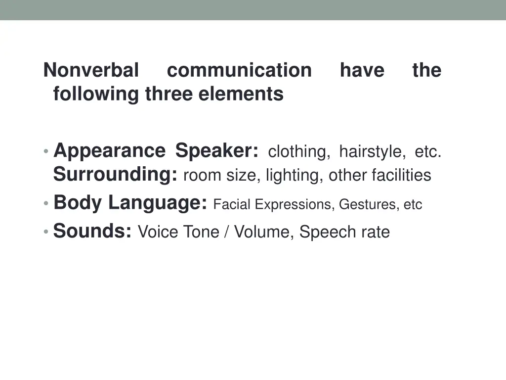 nonverbal following three elements