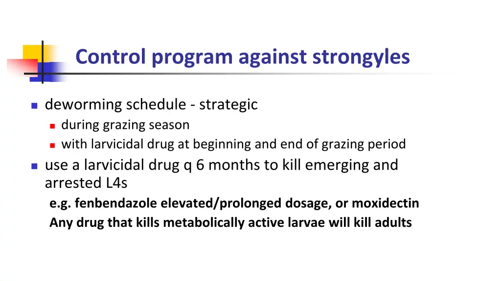 control program against strongyles