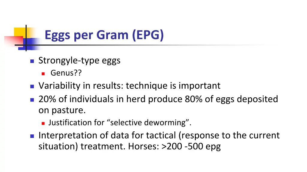 eggs per gram epg