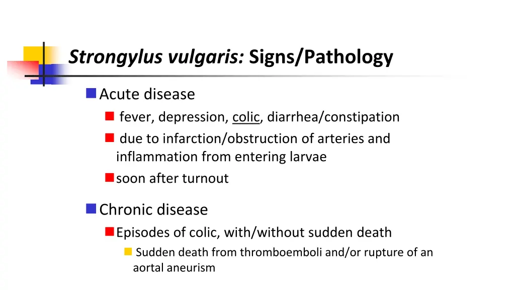 strongylus vulgaris signs pathology