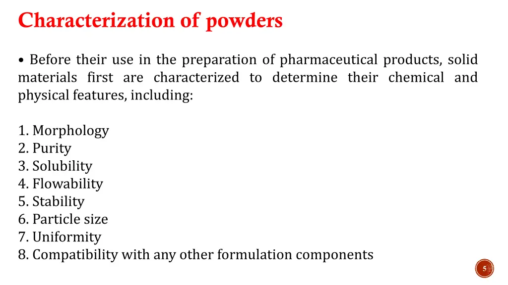 characterization of powders