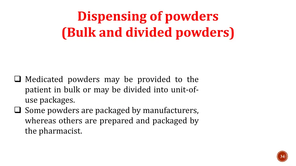 dispensing of powders bulk and divided powders