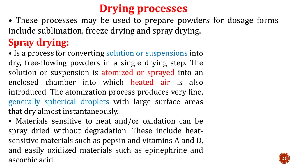 drying processes