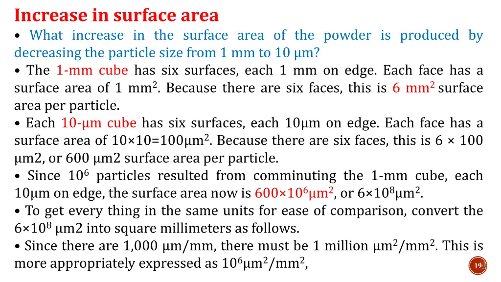 increase in surface area what increase