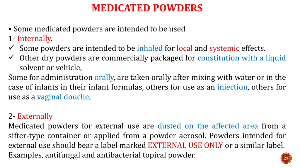 medicated powders