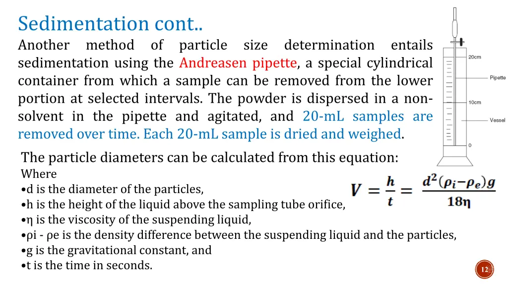 sedimentation cont another method of particle