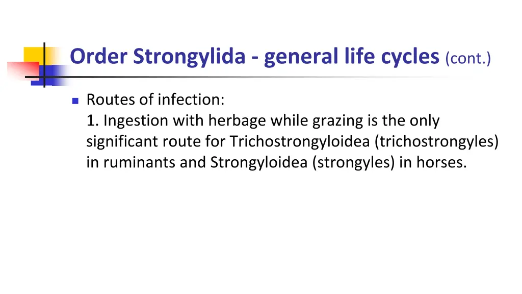 order strongylida general life cycles cont