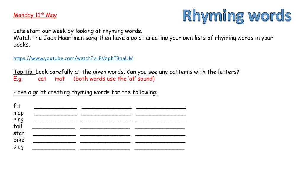 rhyming words