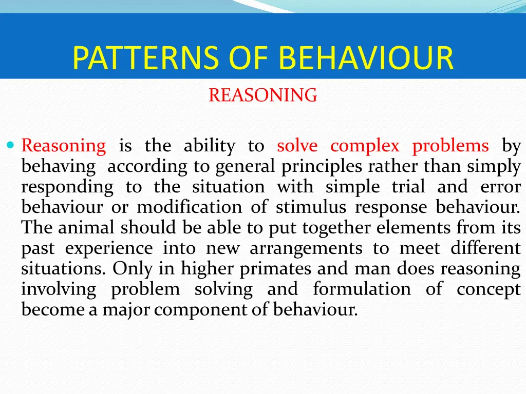 patterns of behaviour reasoning