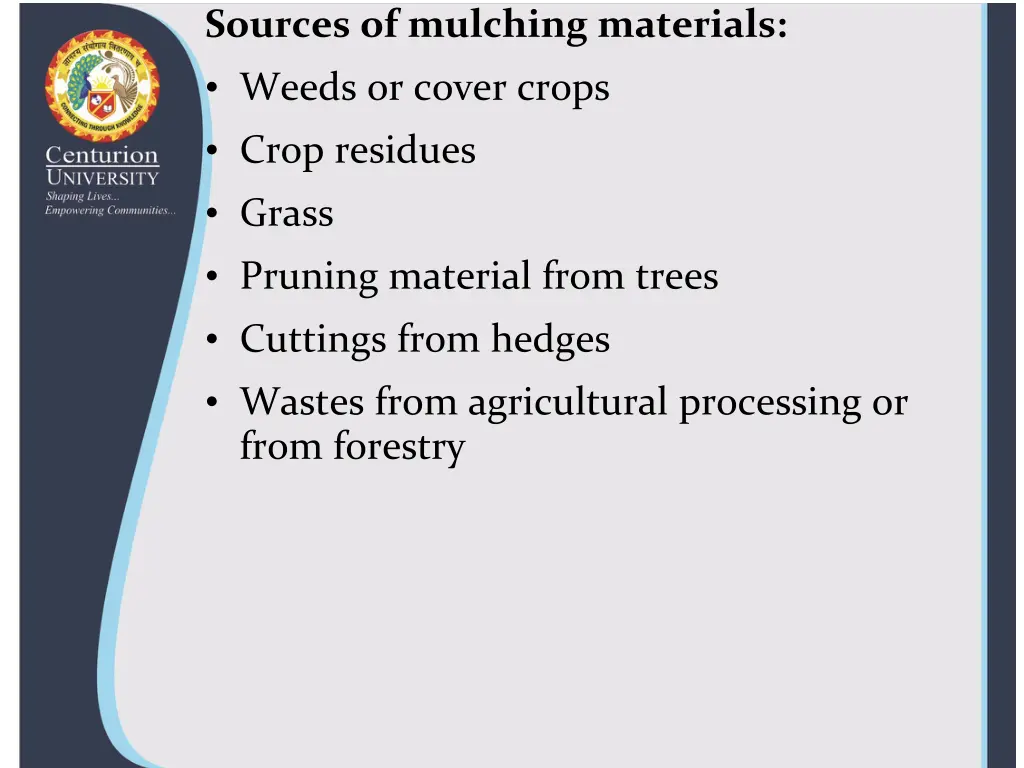 sources of mulching materials weeds or cover