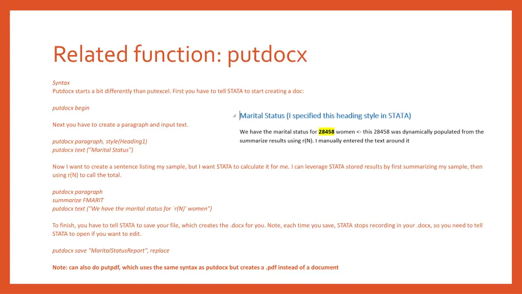 related function putdocx