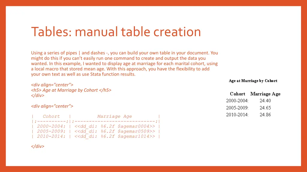 tables manual table creation