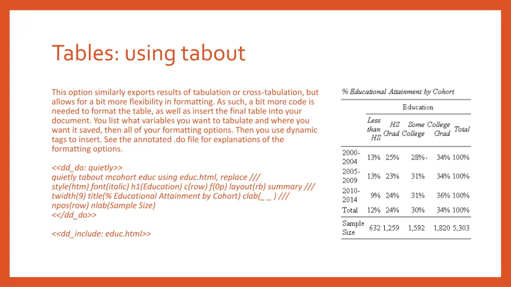 tables using tabout