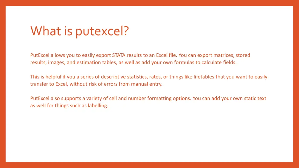 what is putexcel