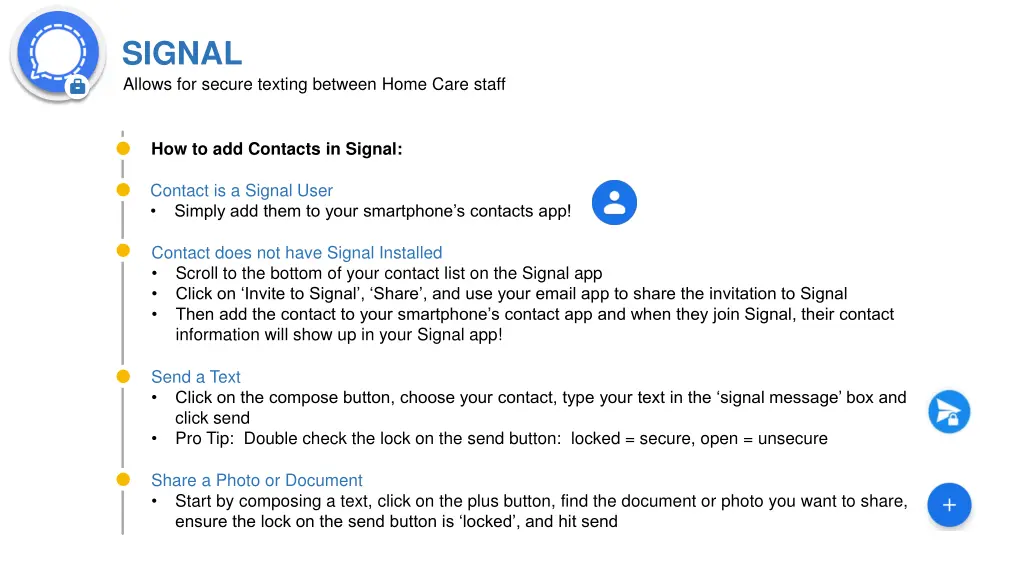 signal allows for secure texting between home