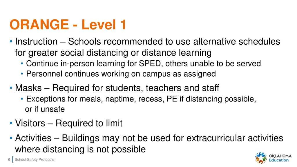 orange level 1 instruction schools recommended