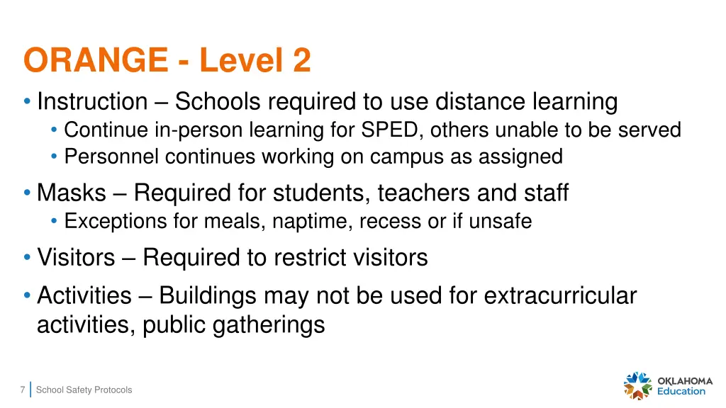 orange level 2 instruction schools required