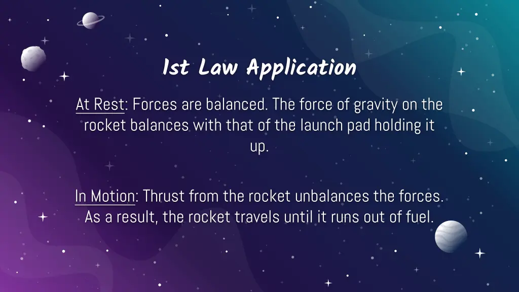 1st law application at rest forces are balanced