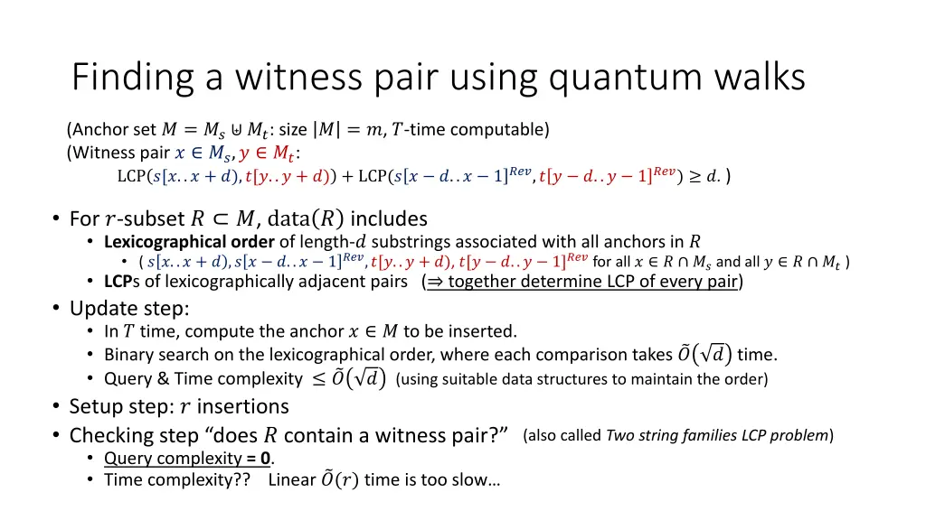 finding a witness pair using quantum walks 2