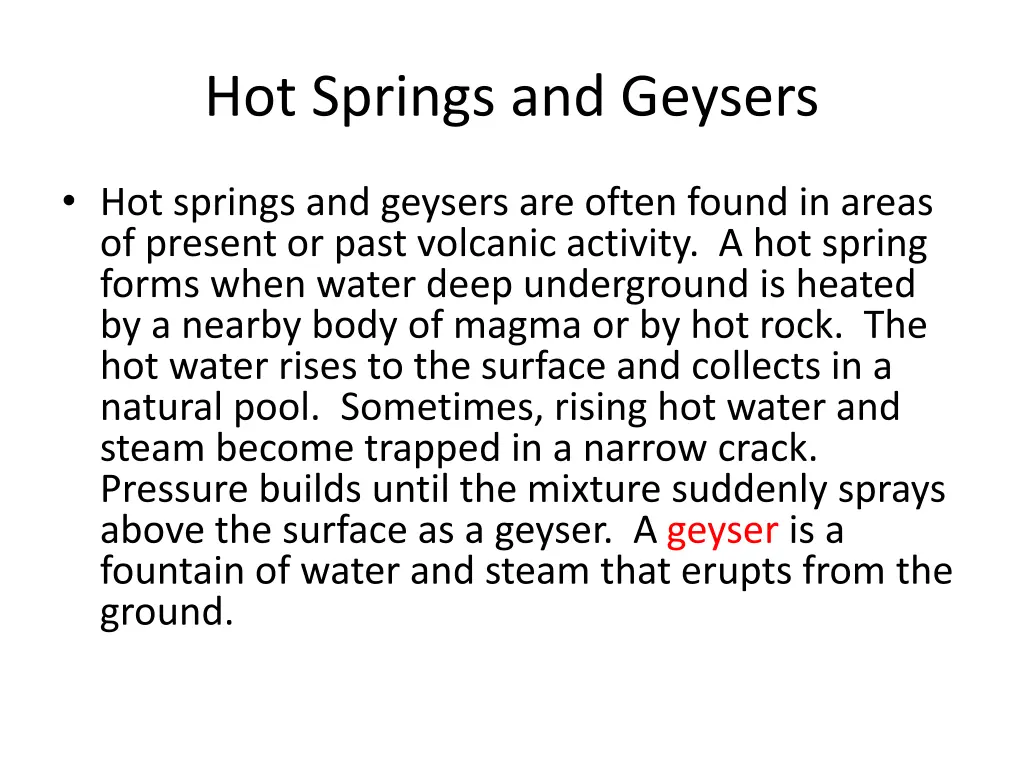 hot springs and geysers